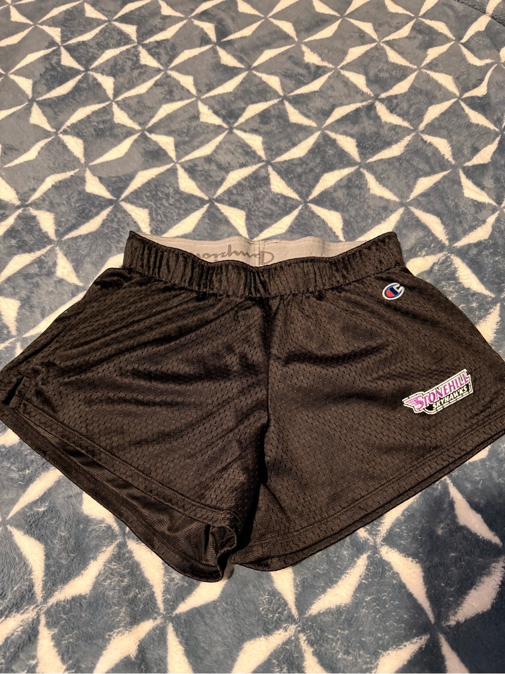 Champion Women's Black Athletic Mesh Shorts with Stonehill Patch